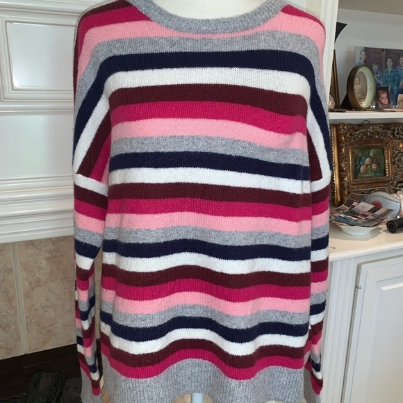 Court & Rowe Striped Wool Blend Sweater Pink White Black Size Small - Picture 2 of 6